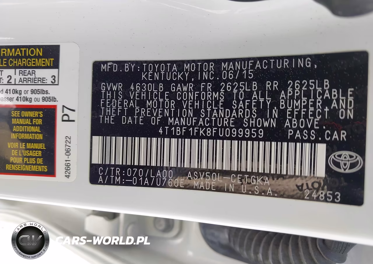 2015 Toyota Camry Xle VIN:4T1BF1FK8FU099959 - 9
