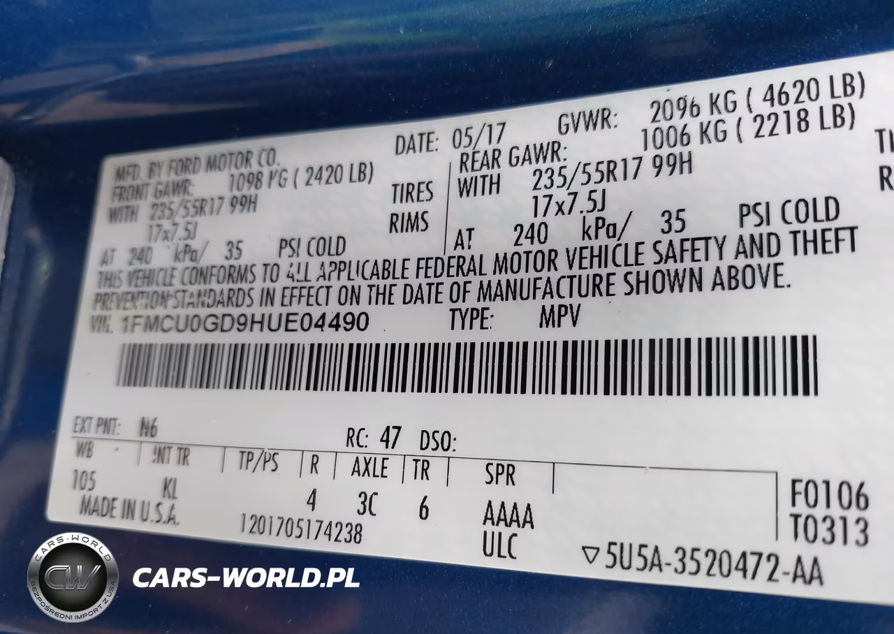 2017 Ford Escape Se VIN:1FMCU0GD9HUE04490 - 9