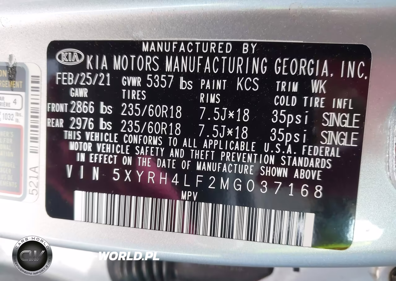 2021 Kia Sorento Ex VIN:5XYRH4LF2MG037168 - 9