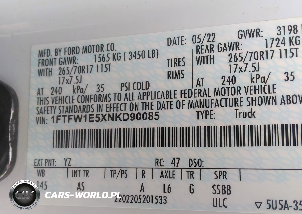 2022 Ford F-150 Xl VIN:1FTFW1E5XNKD90085 - 9