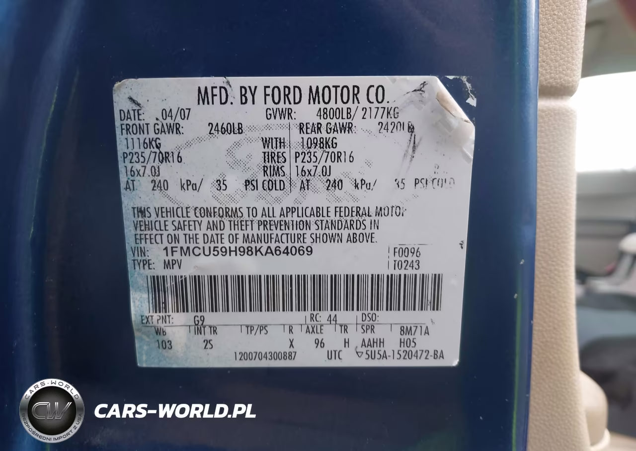 2008 Ford Escape Xlt VIN:1FMCU93158KE03395 - 9