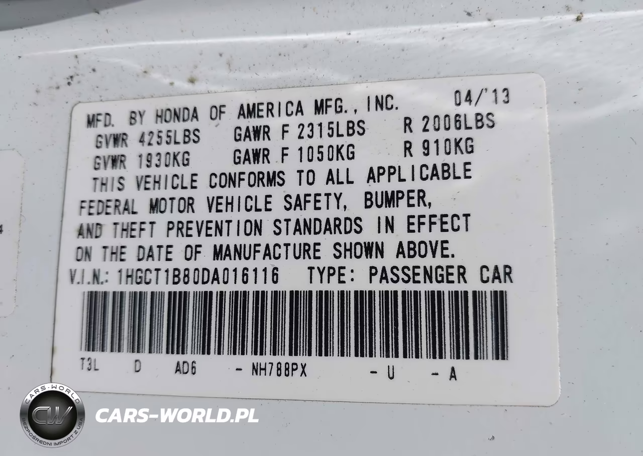 2013 Honda Accord Ex-L VIN:1HGCT1B80DA016116 - 9