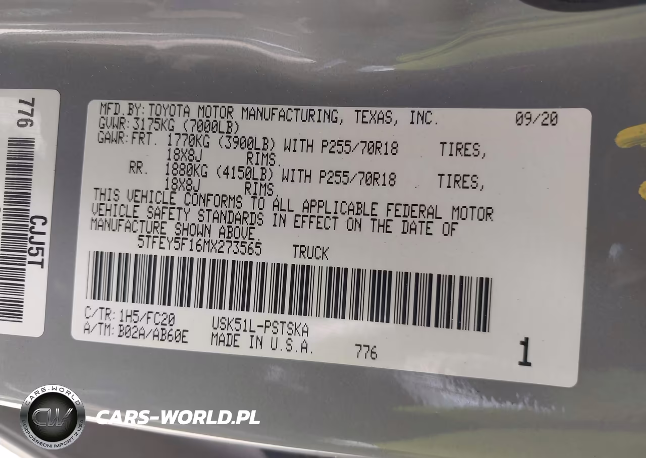 2021 Toyota Tundra Sr5 VIN:5TFEY5F16MX273565 - 9