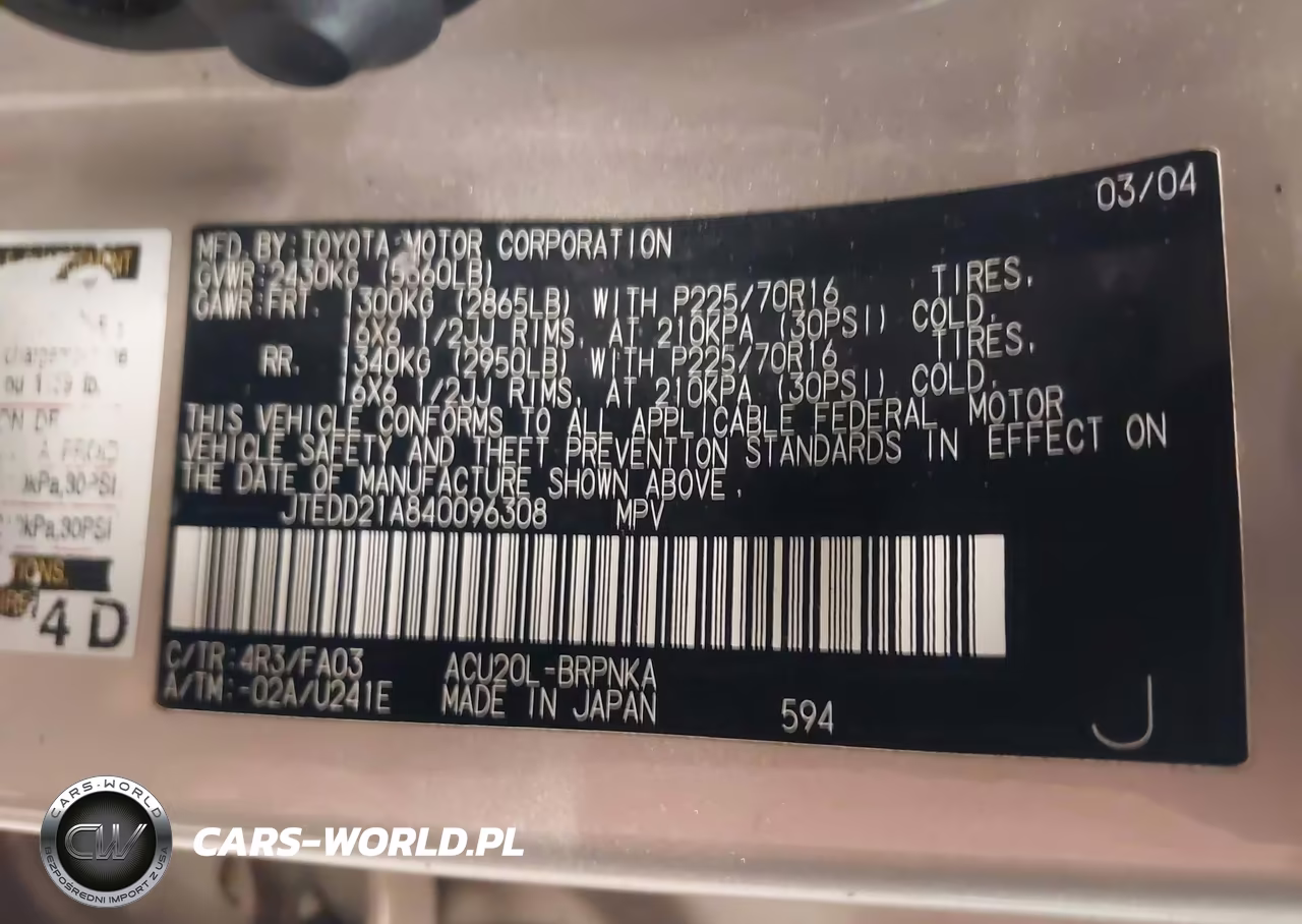 2004 Toyota Highlander VIN:JTEDD21A840096308 - 9