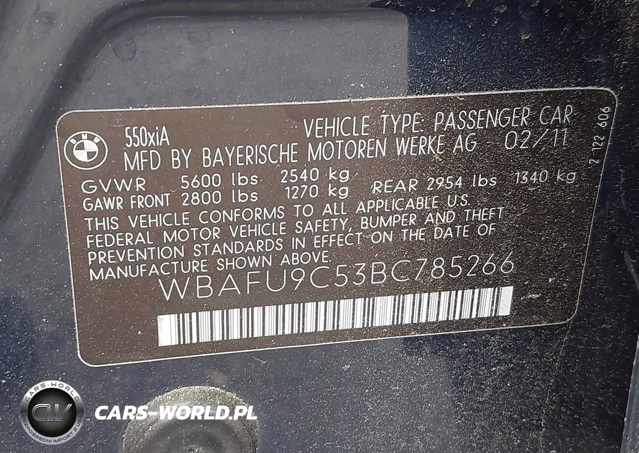 2011 BMW 550I xDrive VIN:WBAFU9C53BC785266 - 9