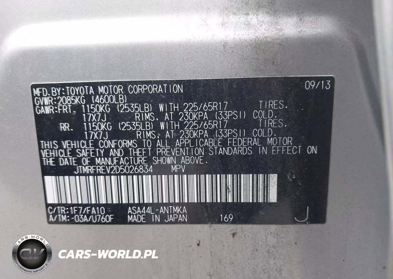 2013 Toyota Rav4 Xle VIN:JTMRFREV2D5026834 - 9