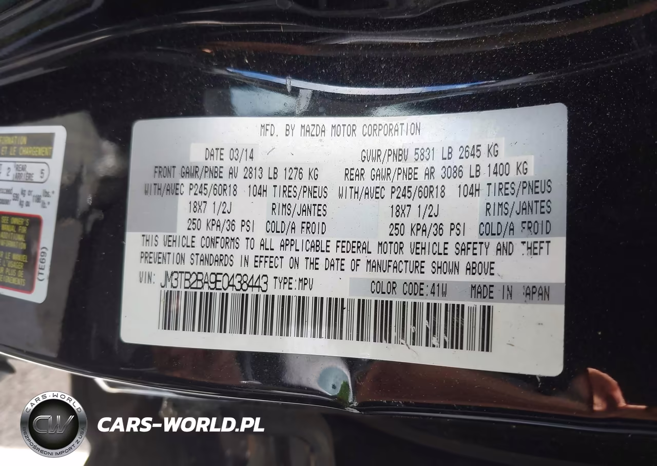 2014 Mazda Cx-9 Sport VIN:JM3TB2BA9E0438443 - 9