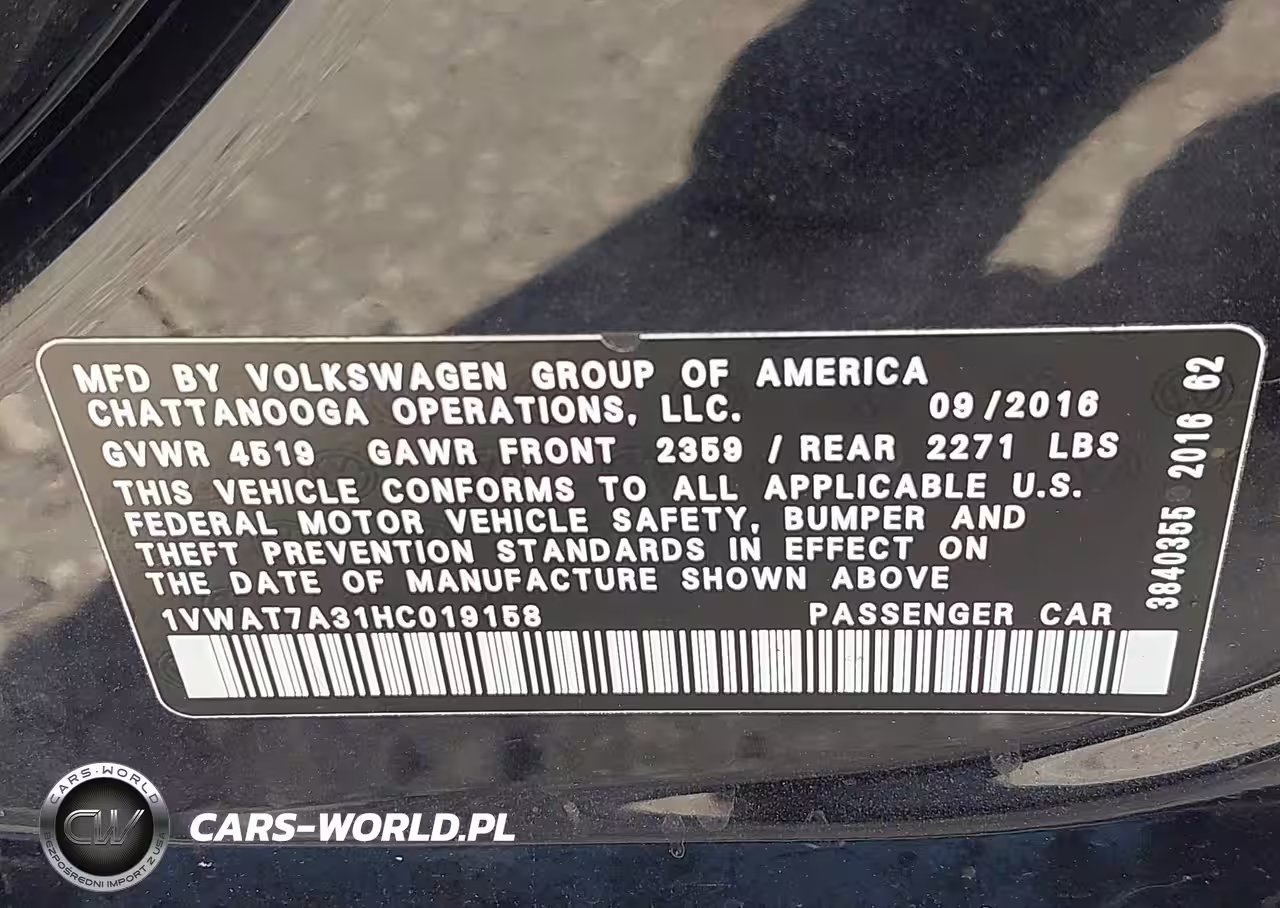 2017 Volkswagen Passat 1.8T S VIN:1VWAT7A31HC019158 - 9