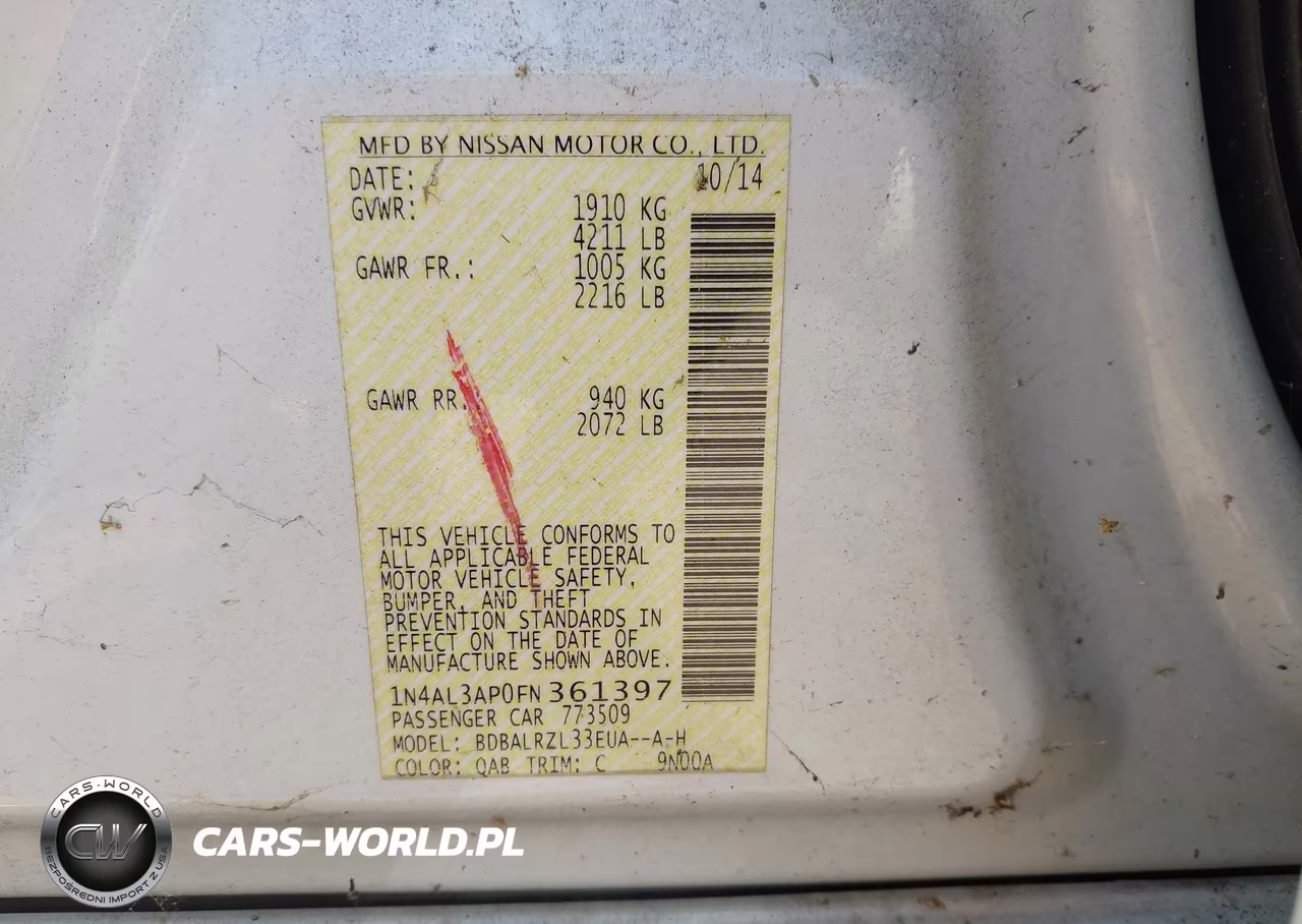 2015 Nissan Altima 2.5 Sl VIN:1N4AL3AP0FN361397 - 9