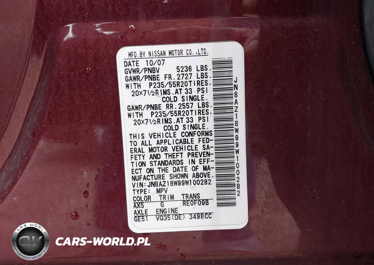 2009 Nissan Murano Le VIN:JN8AZ18W99W100282 - 9