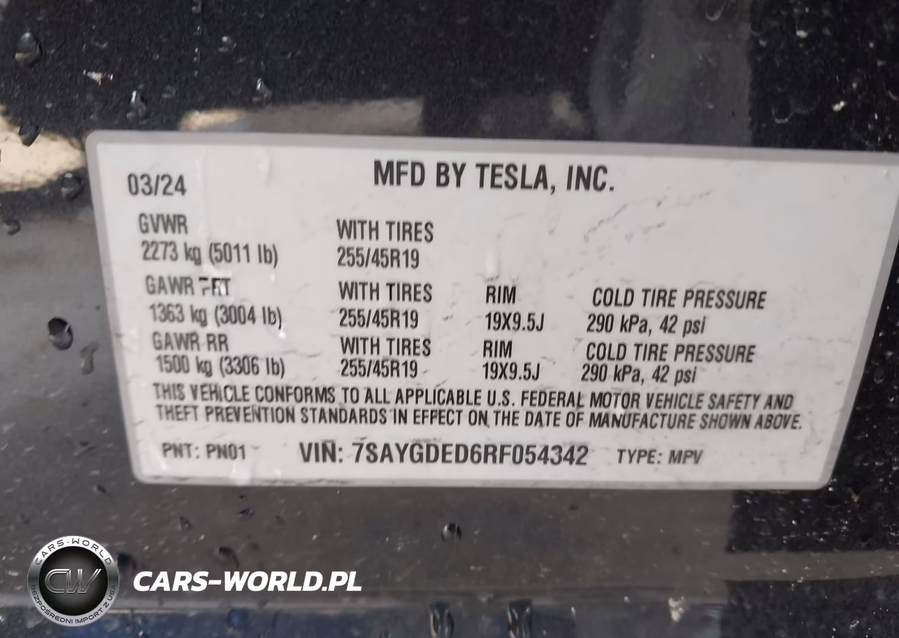 2024 Tesla Model Y Rwd VIN:7SAYGDED6RF054342 - 9