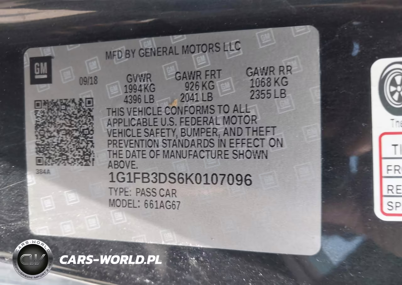 2019 Chevrolet Camaro 1Lt VIN:1G1FB3DS6K0107096 - 9