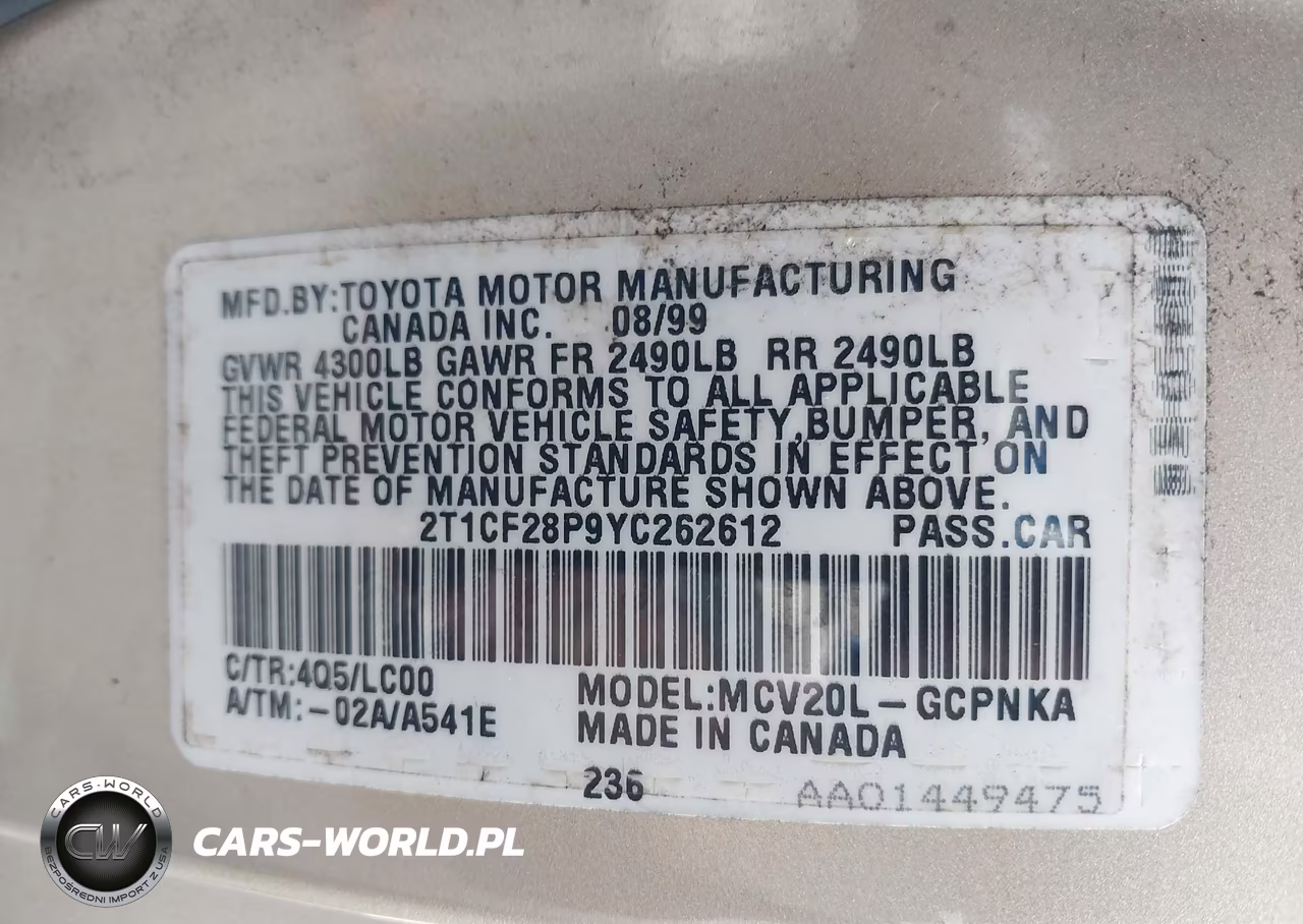 2000 Toyota Camry Solara Se V6-Sle V6 VIN:2T1CF28P9YC262612 - 9