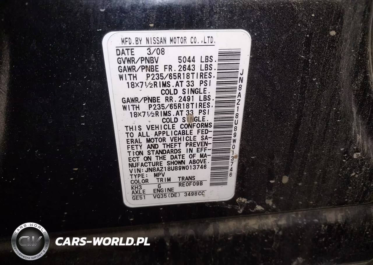 2009 Nissan Murano S VIN:JN8AZ18U89W013746 - 9