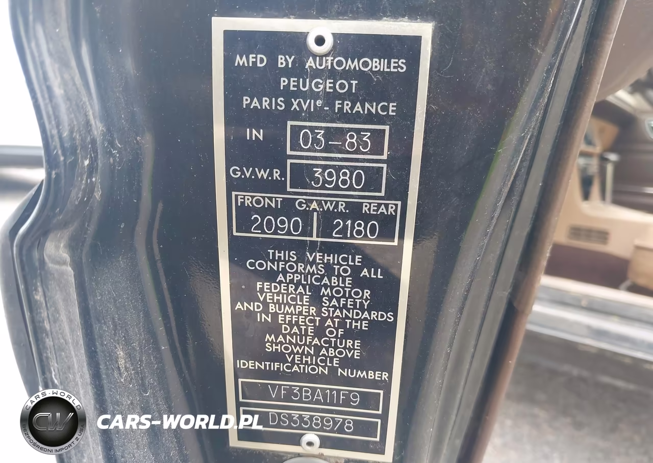 1983 Peugeot 505 VIN:VF3BA11F9DS338978 - 9