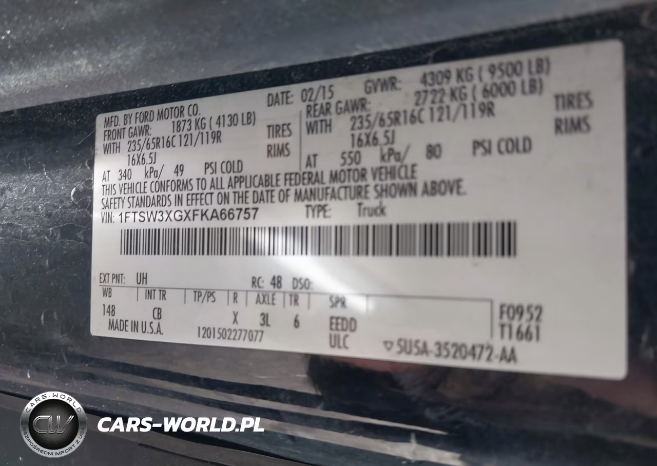 2015 Ford Transit-350 VIN:1FTSW3XGXFKA66757 - 9