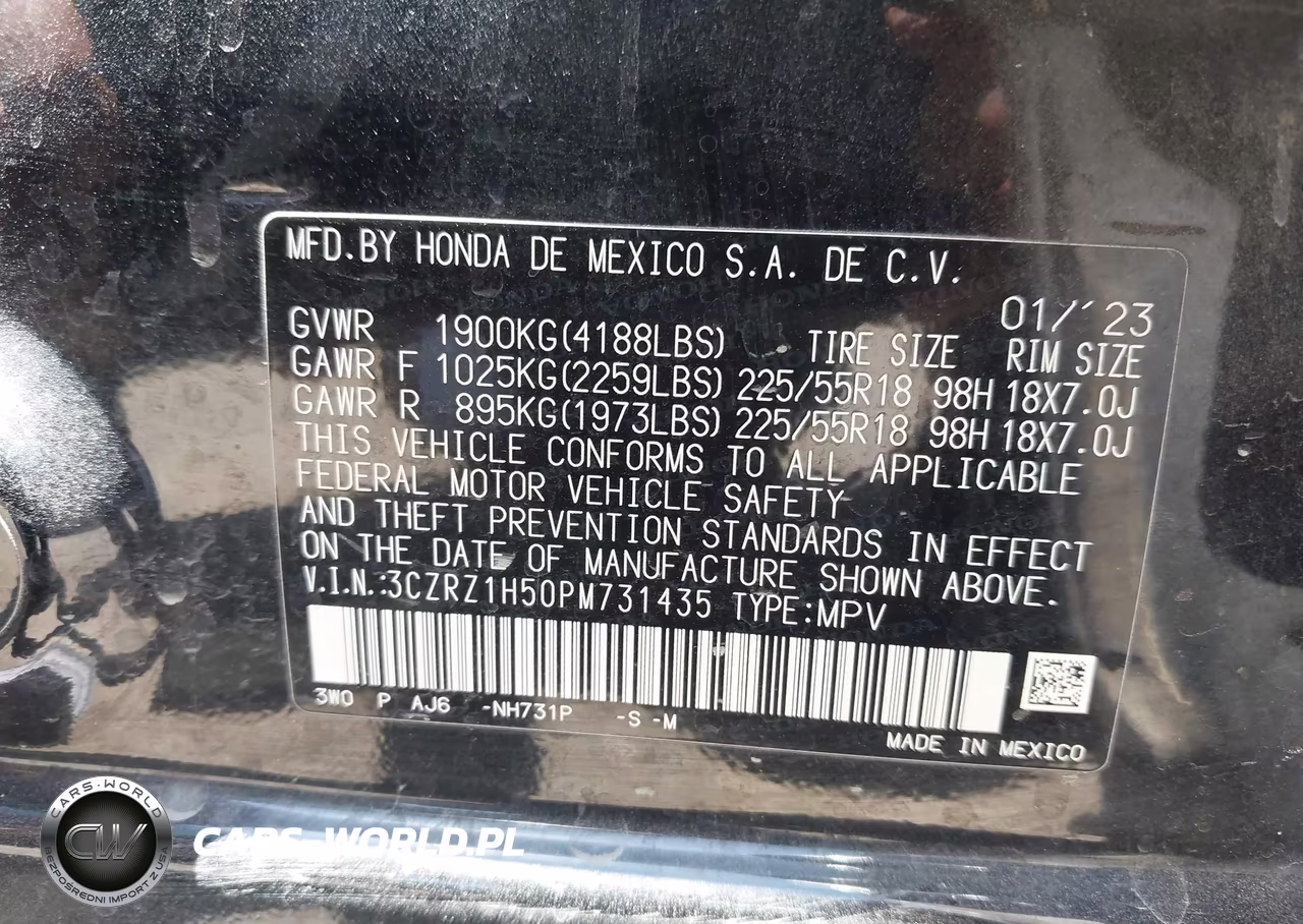 2023 Honda Hr-V 2Wd Sport VIN:3CZRZ1H50PM731435 - 9