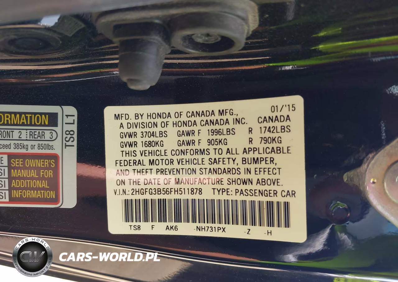 2015 Honda Civic Lx VIN:2HGFG3B56FH511878 - 9