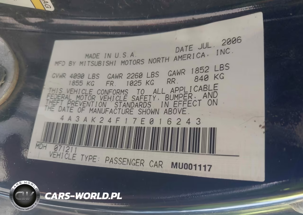 2007 Mitsubishi Eclipse Gs VIN:4A3AK24F17E016243 - 9