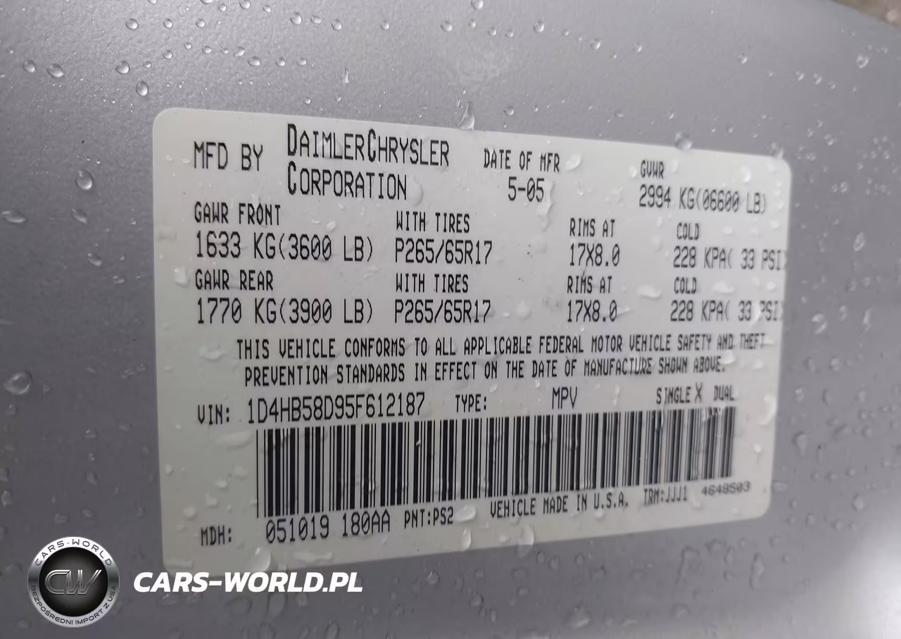 2005 Dodge Durango Limited VIN:1D4HB58D95F612187 - 9