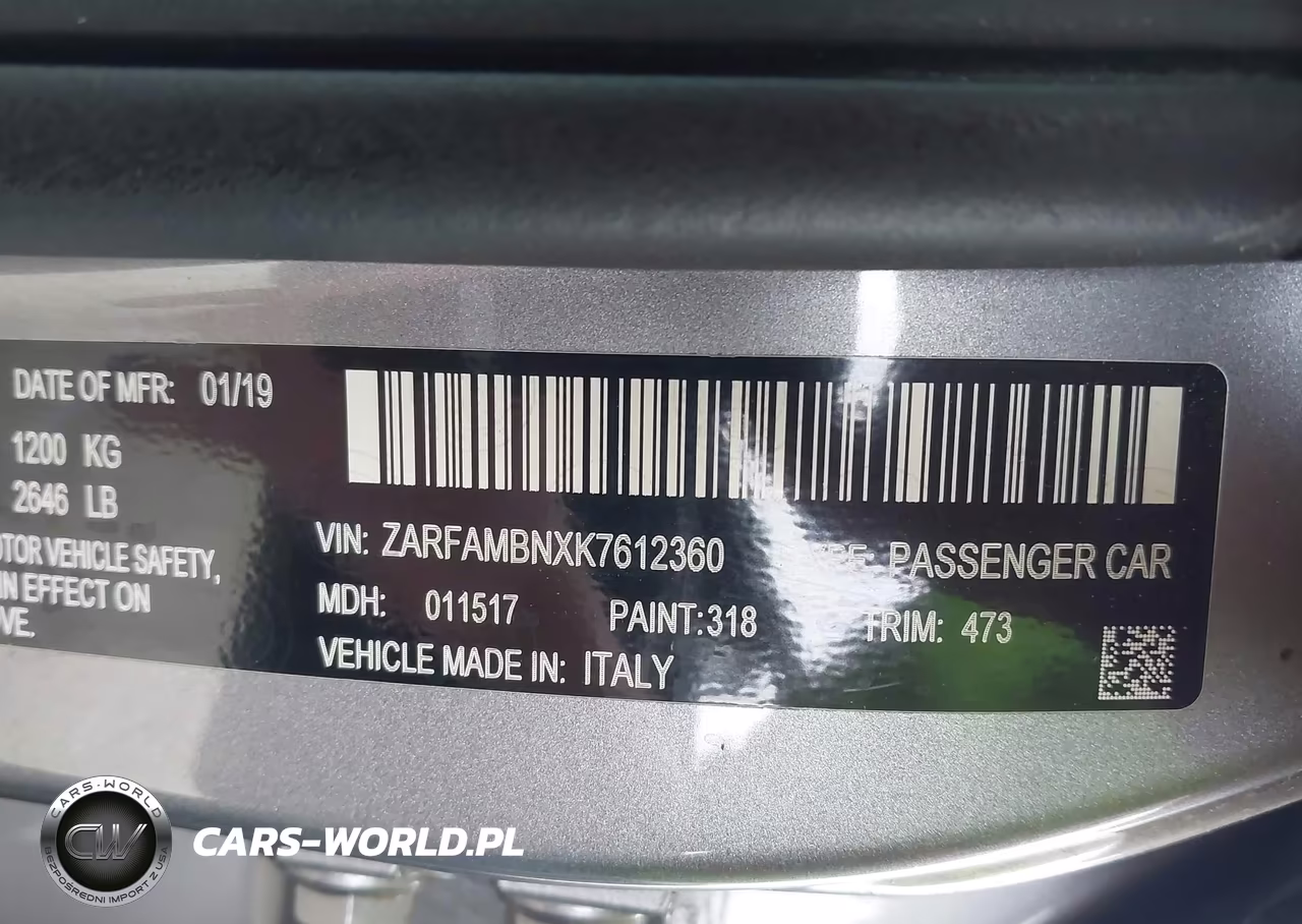 2019 Alfa Romeo Giulia Ti Sport Rwd VIN:ZARFAMBNXK7612360 - 9