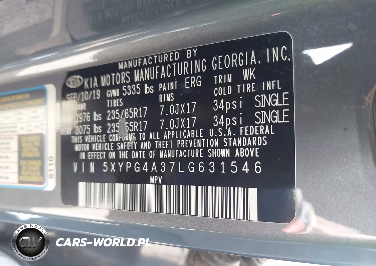 2020 Kia Sorento 2.4L Lx VIN:5XYPG4A37LG631546 - 9