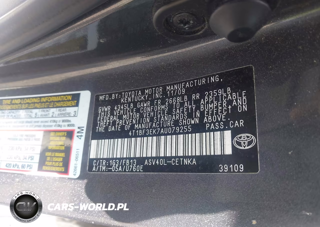 2010 Toyota Camry Le VIN:4T1BF3EK7AU079255 - 9