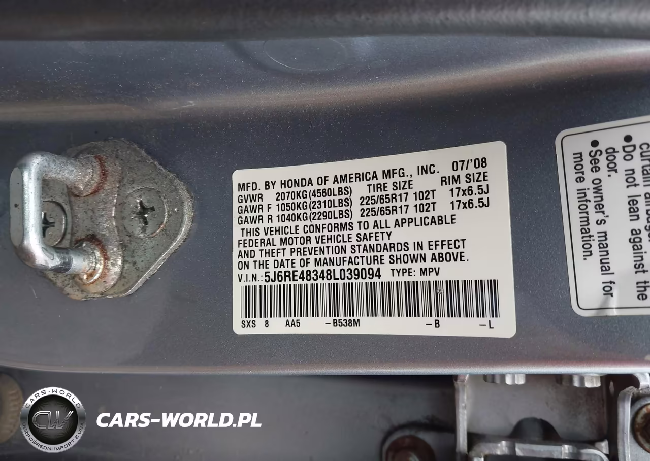 2008 Honda Cr-V Lx VIN:5J6RE48348L039094 - 9