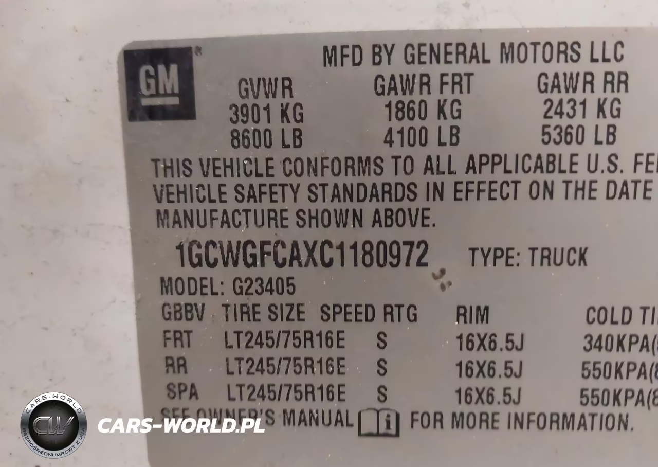 2012 Chevrolet Express 2500 Work Van VIN:1GCWGFCAXC1180972 - 9