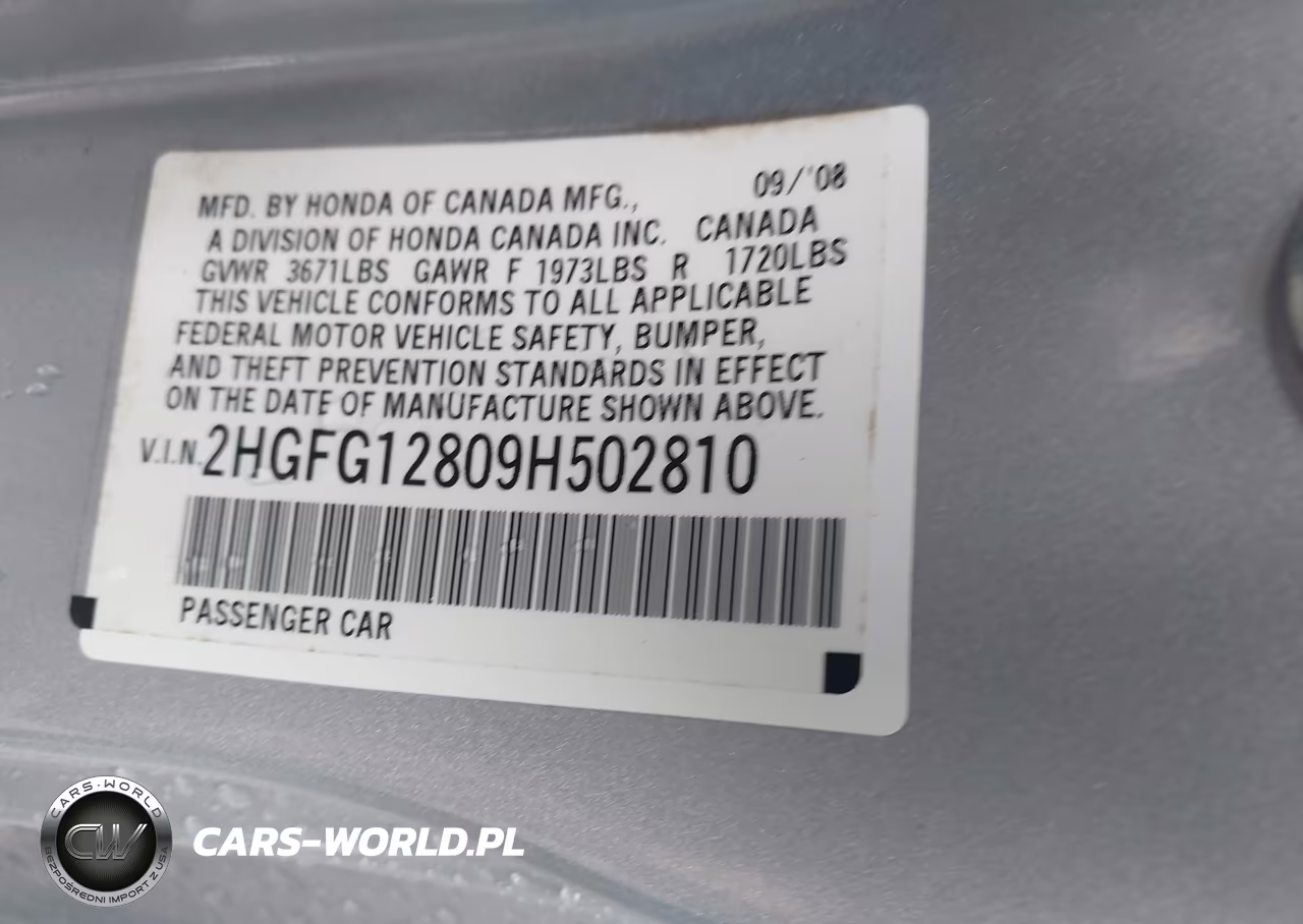 2009 Honda Civic Ex VIN:2HGFG12809H502810 - 9