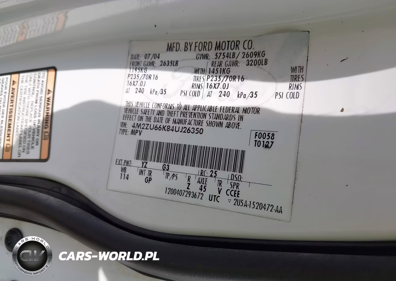2004 Mercury Mountaineer VIN:4M2ZU66K84UJ26350 - 9