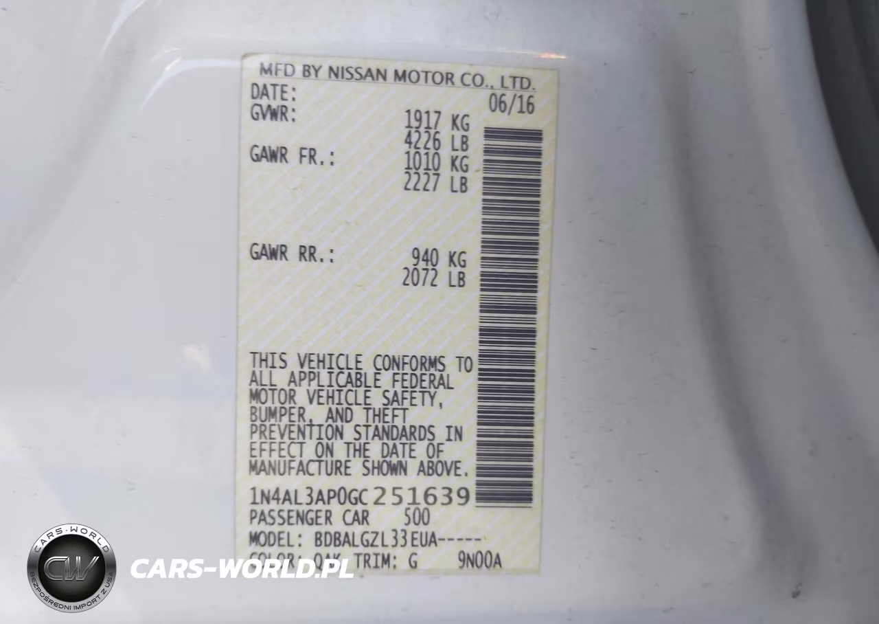 2016 Nissan Altima 2.5-2.5 S-2.5 Sl-2.5 Sr-2.5 Sv VIN:1N4AL3AP0GC251639 - 9