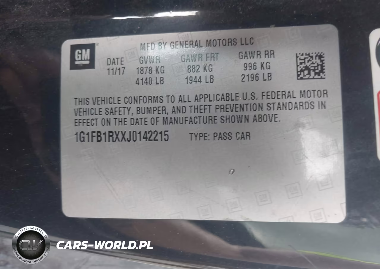 2018 Chevrolet Camaro 1Lt VIN:1G1FB1RXXJ0142215 - 9