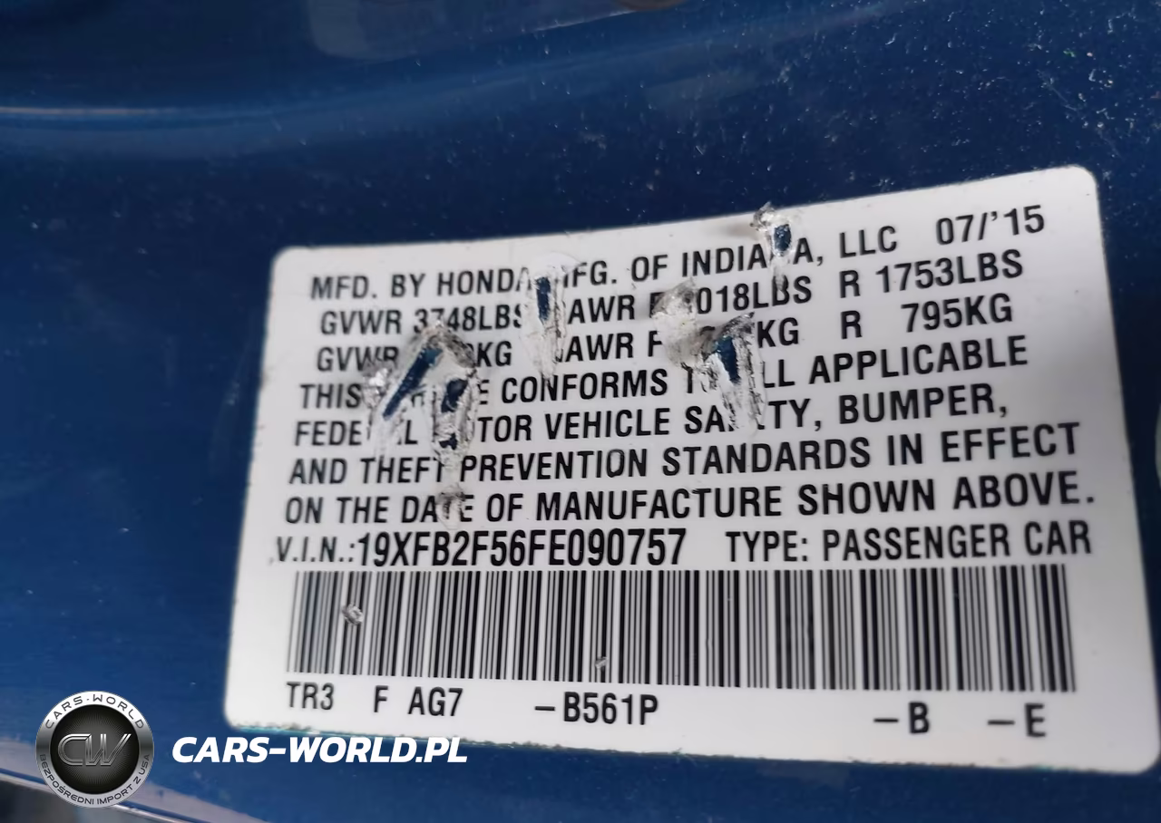 2015 Honda Civic Lx VIN:19XFB2F56FE090757 - 9