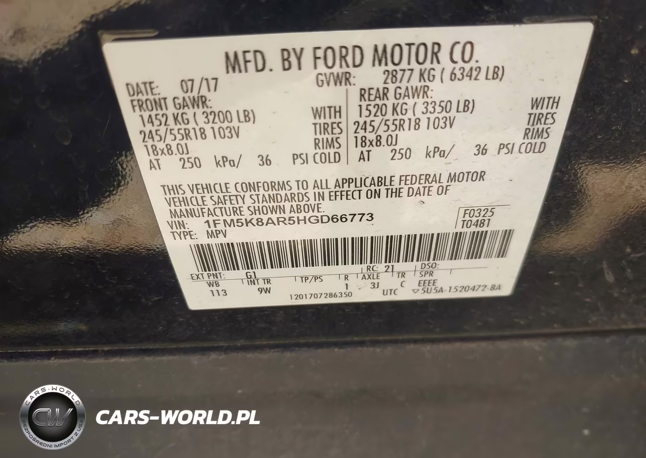 2017 Ford Police Interceptor VIN:1FM5K8AR5HGD66773 - 9