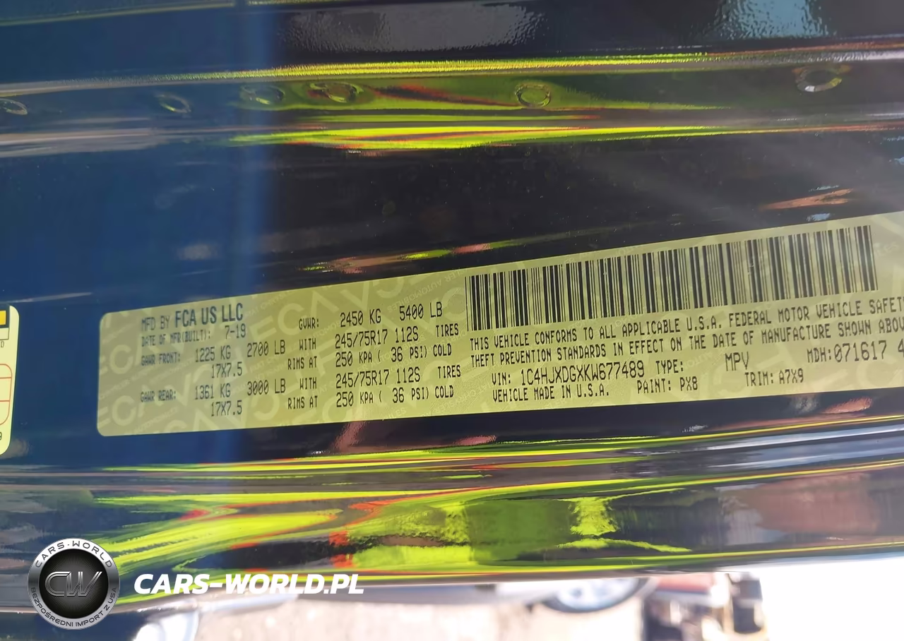 2019 Jeep Wrangler Unlimited Sport S 4X4 VIN:1C4HJXDGXKW677489 - 9