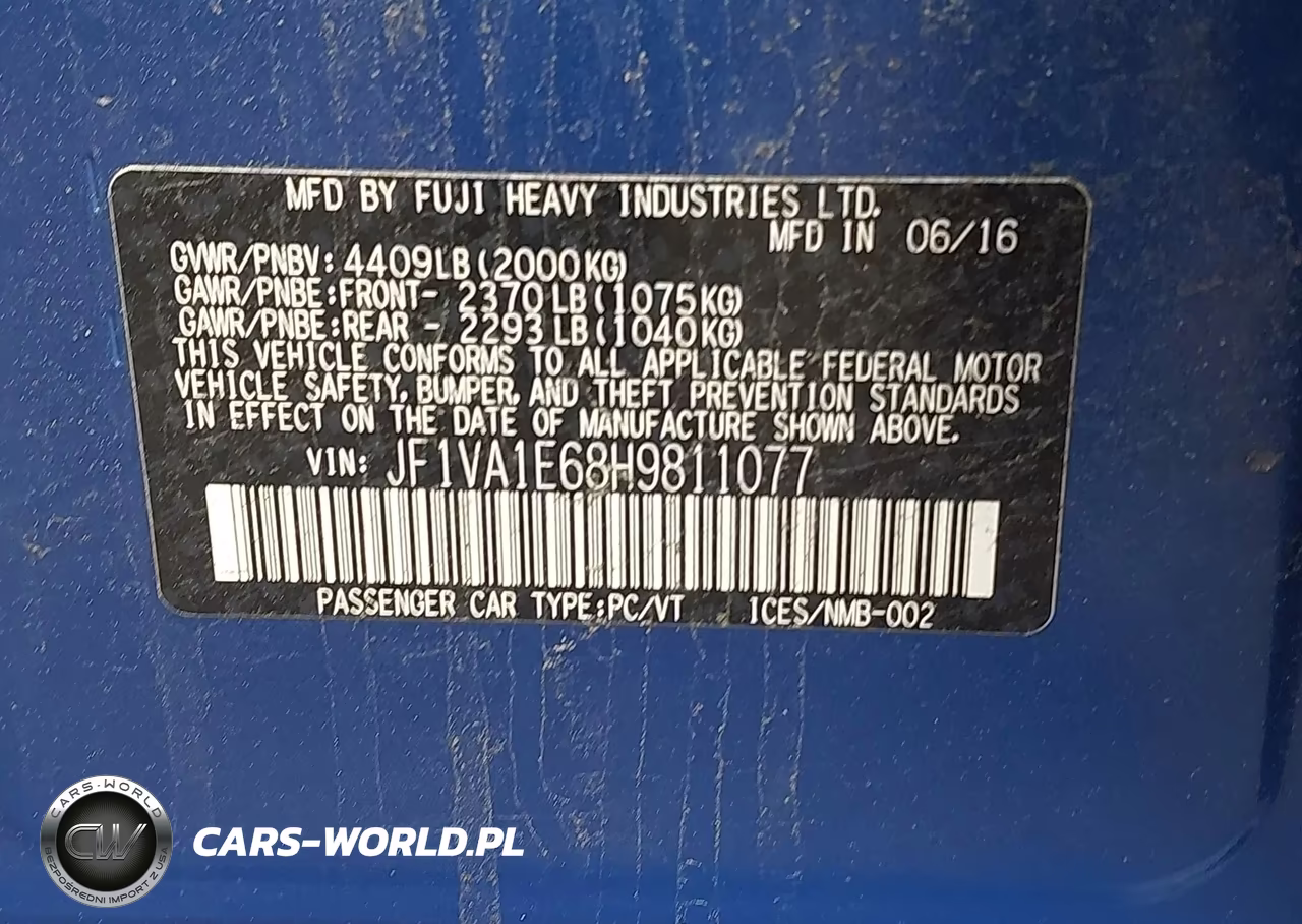 2017 Subaru Wrx Premium VIN:JF1VA1E68H9811077 - 9