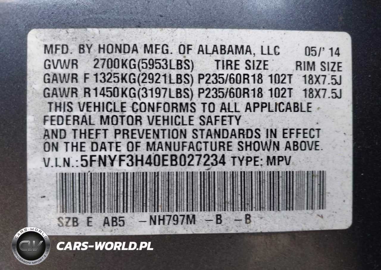 2014 Honda Pilot Ex VIN:5FNYF3H40EB027234 - 9