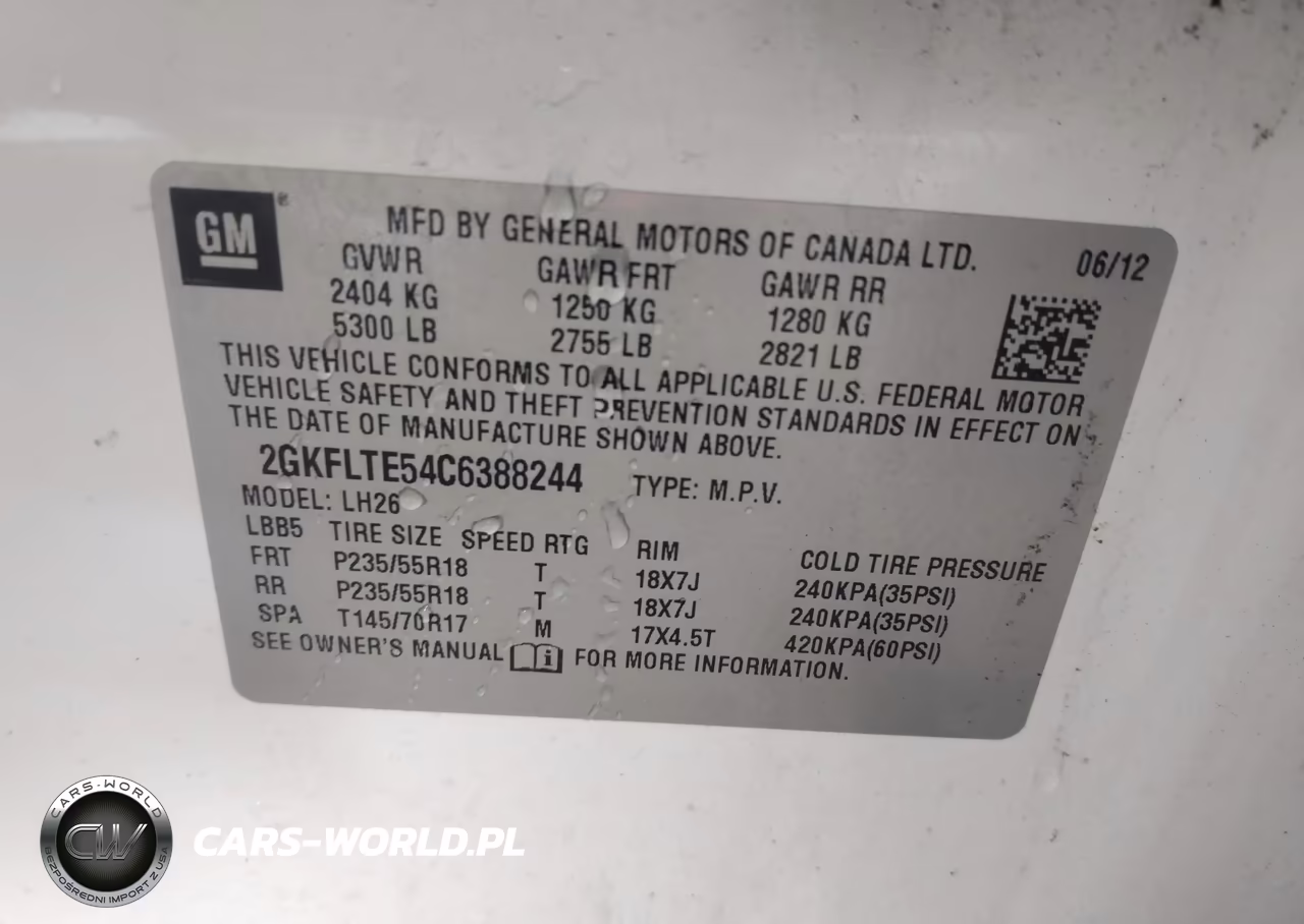 2012 GMC TERRAIN SLE-2 VIN:2GKFLTE54C6388244 - 9
