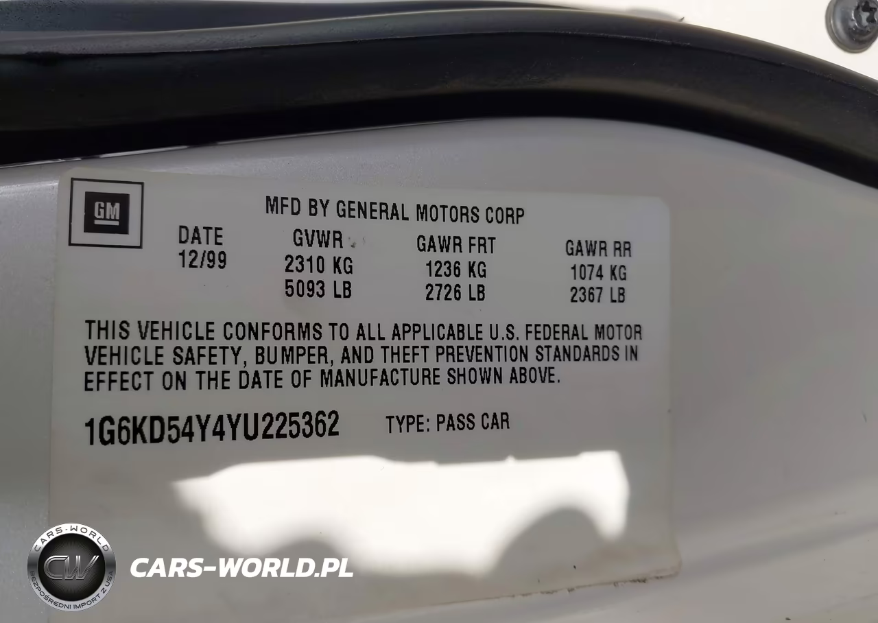 2000 Cadillac Deville Standard VIN:1G6KD54Y4YU225362 - 9