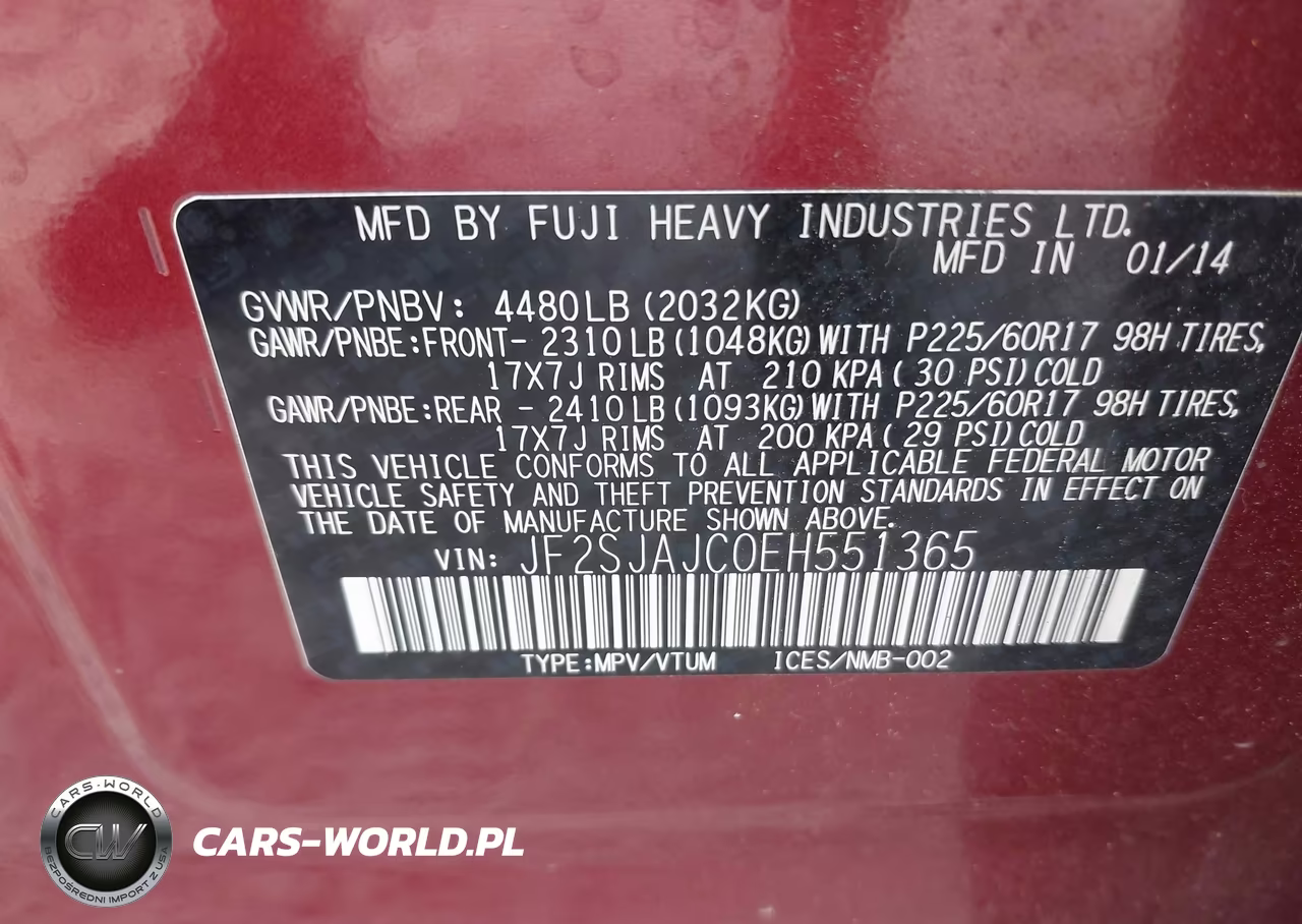 2014 Subaru Forester 2.5I Limited VIN:JF2SJAJC0EH551365 - 9