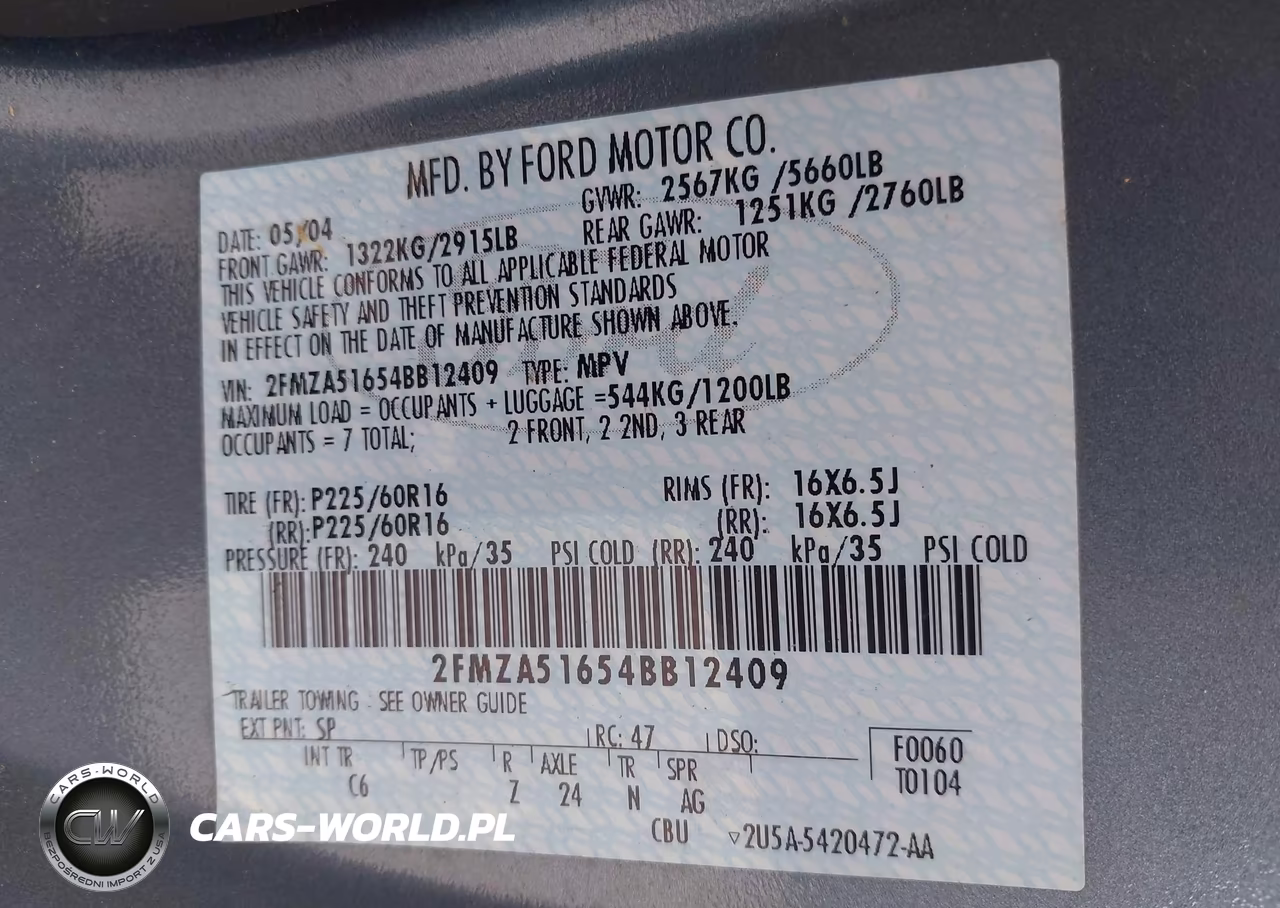 2004 Ford Freestar Se VIN:2FMZA51654BB12409 - 9