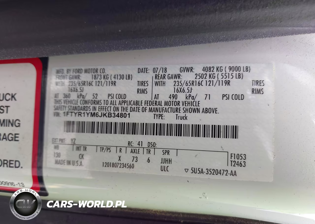2018 Ford Transit Van Base W-Sliding Pass-Side Cargo Door VIN:1FTYR1YM6JKB34801 - 9
