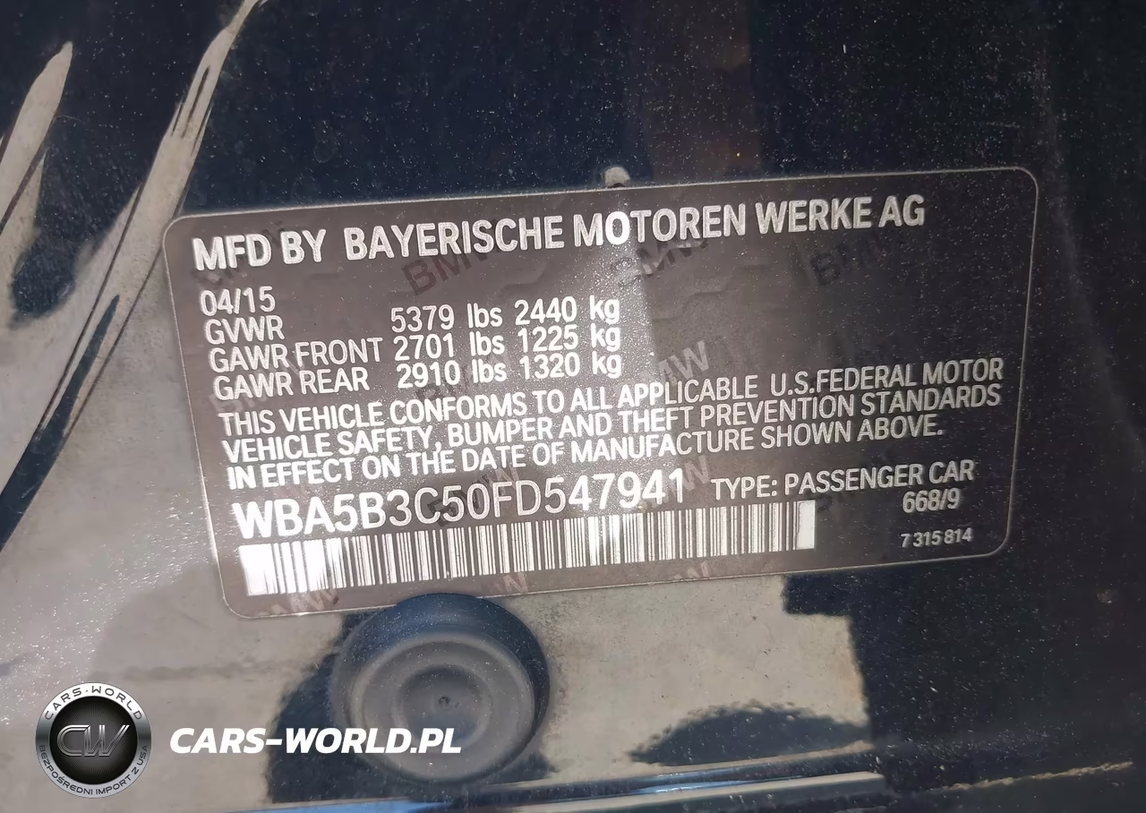 2015 BMW 535I xDrive VIN:WBA5B3C50FD547941 - 9