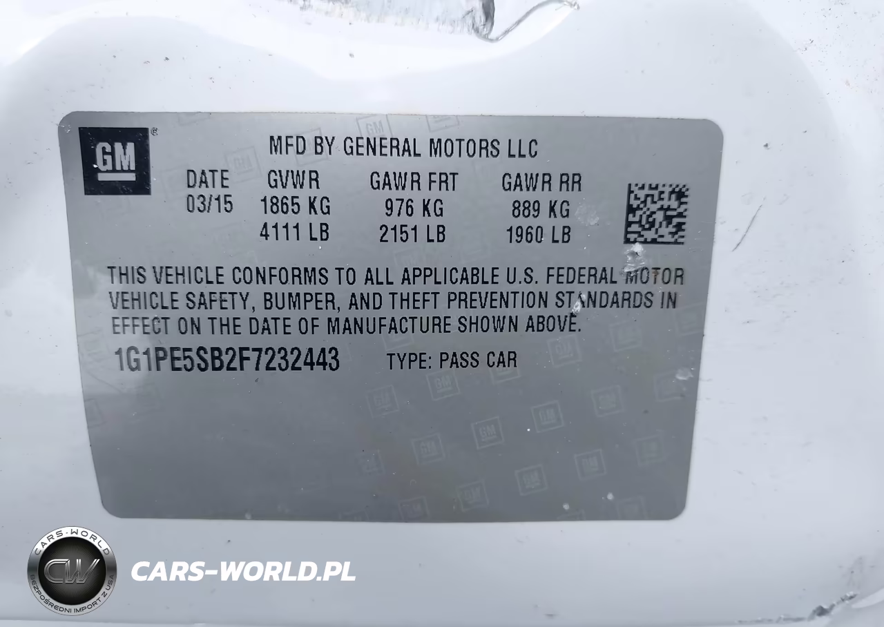 2015 Chevrolet Cruze 2Lt Auto VIN:1G1PE5SB2F7232443 - 9