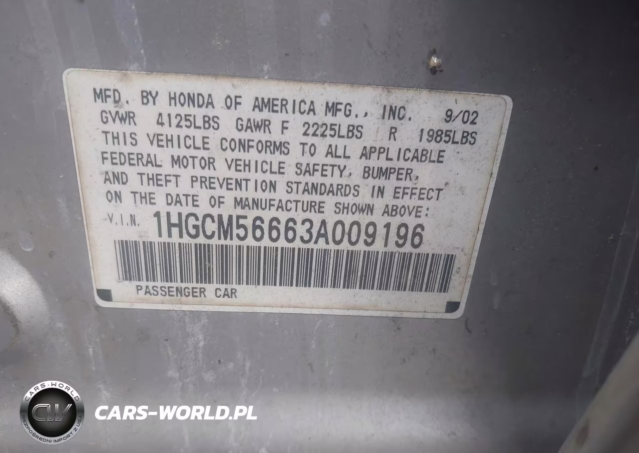 2003 Honda Accord 2.4 Ex VIN:1HGCM56663A009196 - 9