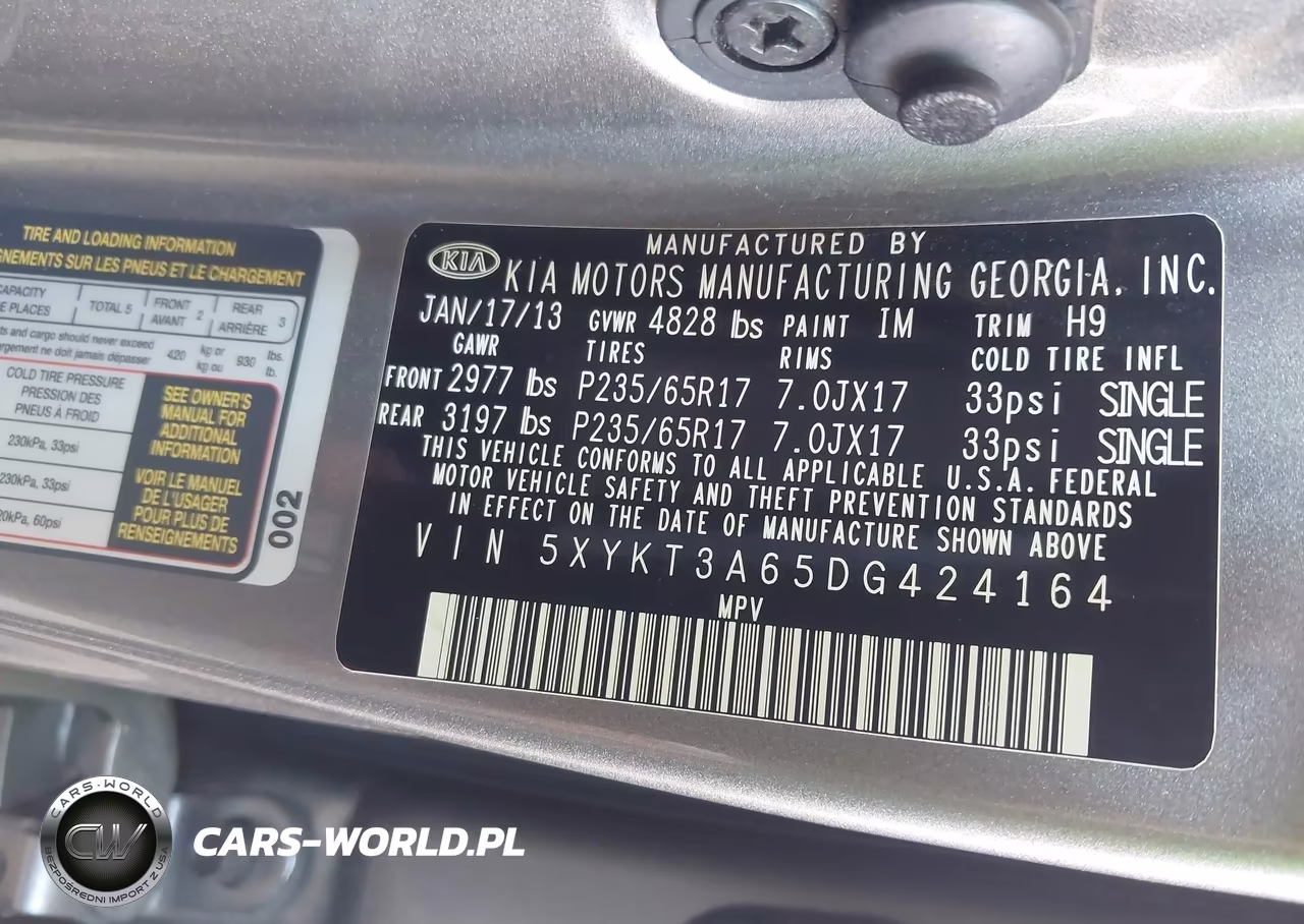 2013 Kia Sorento Lx VIN:5XYKT3A65DG424164 - 9
