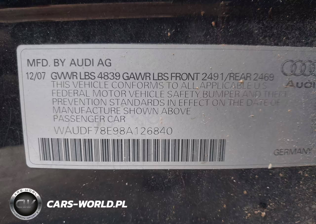 2008 Audi A4 2.0T VIN:WAUDF78E98A126840 - 9