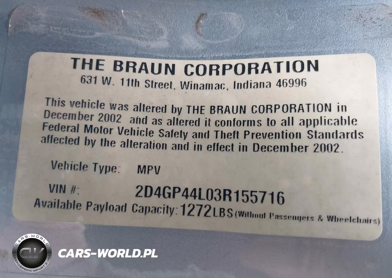 2003 Dodge Grand Caravan Sport VIN:2D4GP44L03R155716 - 9
