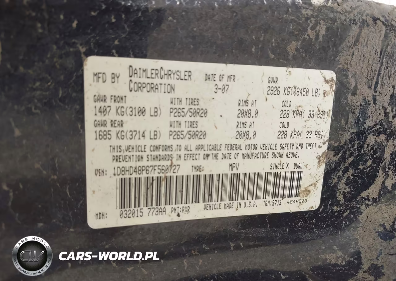 2007 Dodge Durango Slt VIN:1D8HD48P67F560727 - 9